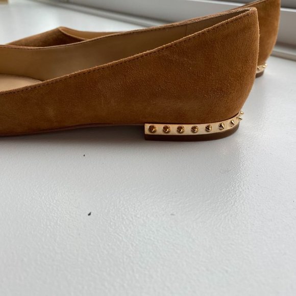Sam Edelman Suede Flats with Gold Studs - Tan Size 6.5 - Picture 4 of 9